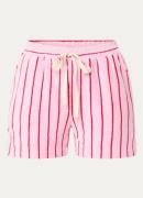 Bongusta Naram high waist straight fit korte broek van badstof met str...