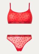 HUGO Bralette en string van mesh in giftbox