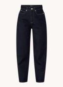 Whistles Barrel high waist tapered cropped jeans met donkere washing