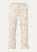 BRAX Maine S high waist wide fit cropped pantalon in linnenblend met b...
