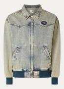 Aape Spijkerjas met verwassen afwerking en logoborduring