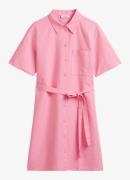 Marc O'Polo Denim Mini blousejurk in linnenblend met strikceintuur