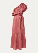 Essentiel Antwerp Hoenix maxi jurk van satijn met asymmetrische hals