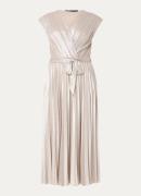 Expresso Midi jurk met strikceintuur en metallic finish
