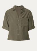OPUS Fiora blouse met structuur en borstzak