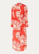 Fabienne Chapot Denis maxi blousejurk met print en strikceintuur