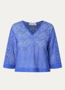 Selected Femme Laerke semi-transparante top met broderie en V-hals