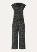 OPUS Moneli Shadow loose fit jumpsuit met panterprint en ceintuur