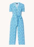 Whistles Hazy straight fit cropped jumpsuit met print en strikceintuur