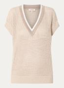 Claudia Sträter Grofgebreide top met opengewerkt dessin