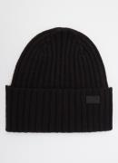 MaxMara Ritmo ribgebreide muts van wol met logo