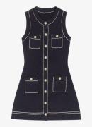 Maje Fijngebreide mini blousejurk in wolblend