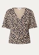 Expresso Top met grafische print en plooidetail