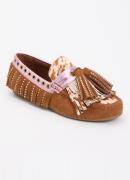 Kurt Geiger Loafer van suède met franjes en strass