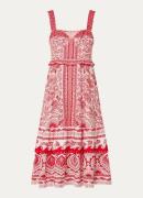 Farm Rio River Red midi jurk in linnenblend met bloemenprint