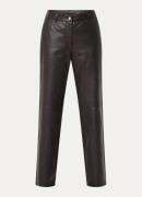 STUDIO AR Ellery high waist straight fit broek van schapenleer met ste...