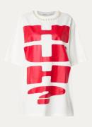 Essentiel Antwerp Ipop T-shirt met print en imitatieparels