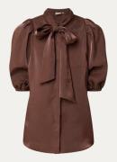 JOSH V Sylvia blouse met pofmouw en sjaalkraag