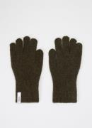 SAMSØE SAMSØE Nor ribgebreide handschoen in alpaca wolblend met logo