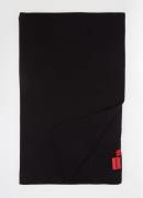 HUGO Fijngebreide sjaal van katoen met logo 180 x 30 cm