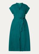 Benetton Midi jurk van linnen met strikceintuur