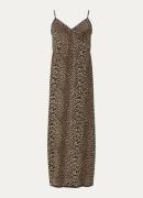 Zadig&Voltaire Ramelil maxi jurk met panterprint en details van kant