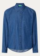 Benetton Blouse van chambray met borstzak