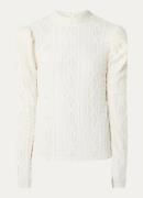 Aaiko Ivona top met opengewerkt dessin en pofmouw