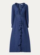 L.K.Bennett Adriana midi jurk met volant en ruitdessin