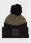 Armani Grofgebreide muts in wolblend met logo