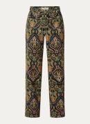 ba&sh Swae high waist wide fit broek van fluweel met paisley dessin