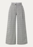 Essentiel Antwerp Invest high waist wide fit pantalon met ruitdessin