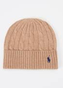 Ralph Lauren Kabelgebreide muts in kasjmierblend met logoborduring