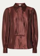 Aaiko Veronne blouse met strikkraag en glanzende finish