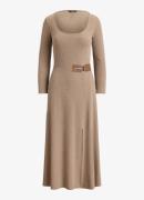 Ralph Lauren Ribgebreide midi-jurk met gesp