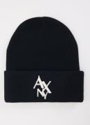 Armani Fijngebreide muts met logoborduring
