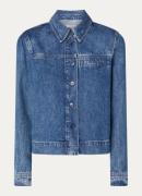 Claudia Sträter Blouse van chambray met borstzak