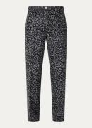 BRAX Maine high waist straight fit broek met panterprint