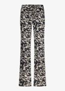 Studio Anneloes Abigail mid waist wide fit pantalon met bladprint