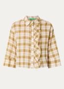 Benetton Blouse van crêpe met volant en ruitdessin