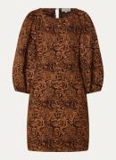 Aaiko Nicolette mini jurk met jacquard dessin en ballonmouw