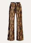 ba&sh High waist flared fit broek van fluweel met print