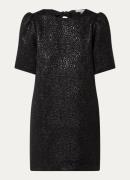 Expresso Mini jurk met jacquard dessin en pofmouw