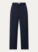 Claudia Sträter Mid waist straight fit pantalon van satijn met steekza...