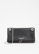 Zadig&Voltaire Rock II Grained clutch van leer met verstelbare schoude...