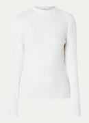 OPUS Sivi semi-transparante top met ribstructuur