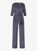 Studio Anneloes Wide fit jumpsuit met lurex en strikceintuur