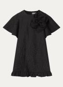 Essentiel Antwerp Ising mini jurk met jacquard dessin en ruches