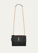 Saint Laurent Sunset Medium shoudertas van kalfsleer met crocostructuu...