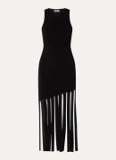 Sandro Fijngebreide mini jurk met franjes en strass